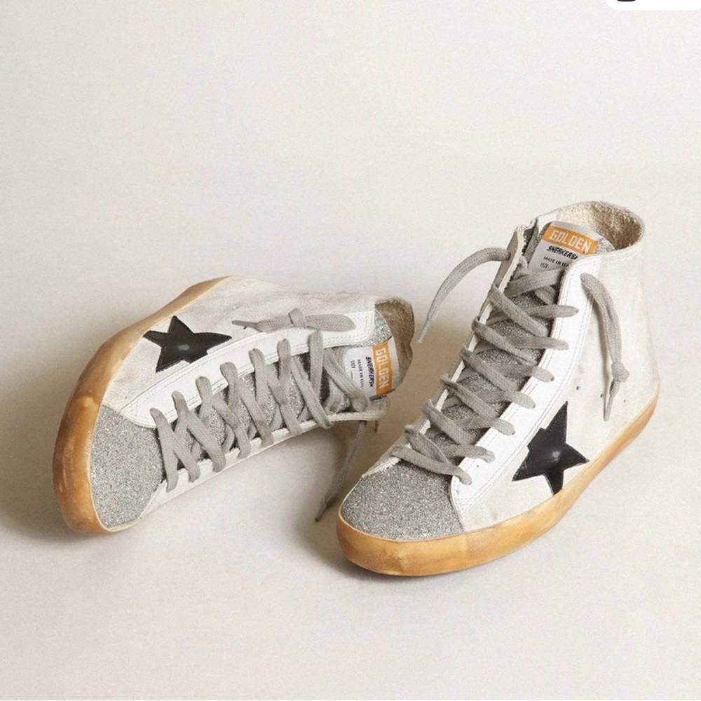 Golden Goose High-Tops with silver-colored Swarovski micro-crystals